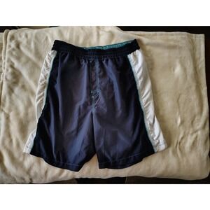 Islander‎ Mens Swim Trunks Navy Blue White Colorblock Mesh Lined Board Shorts L
